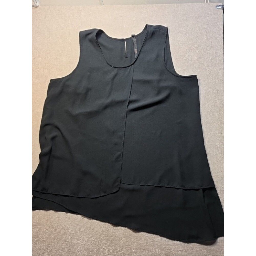 Maurices Womens Black Chiffon Tank Top Flowy Layered Keyhole Blouse Sleeveless